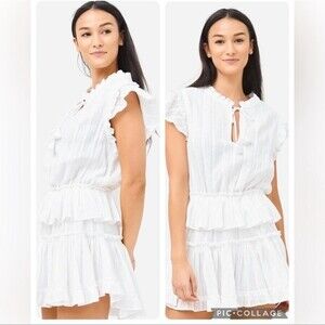 NEW MISA Los Angeles Lilian Ruffled Mini dress in White NWT Sz M